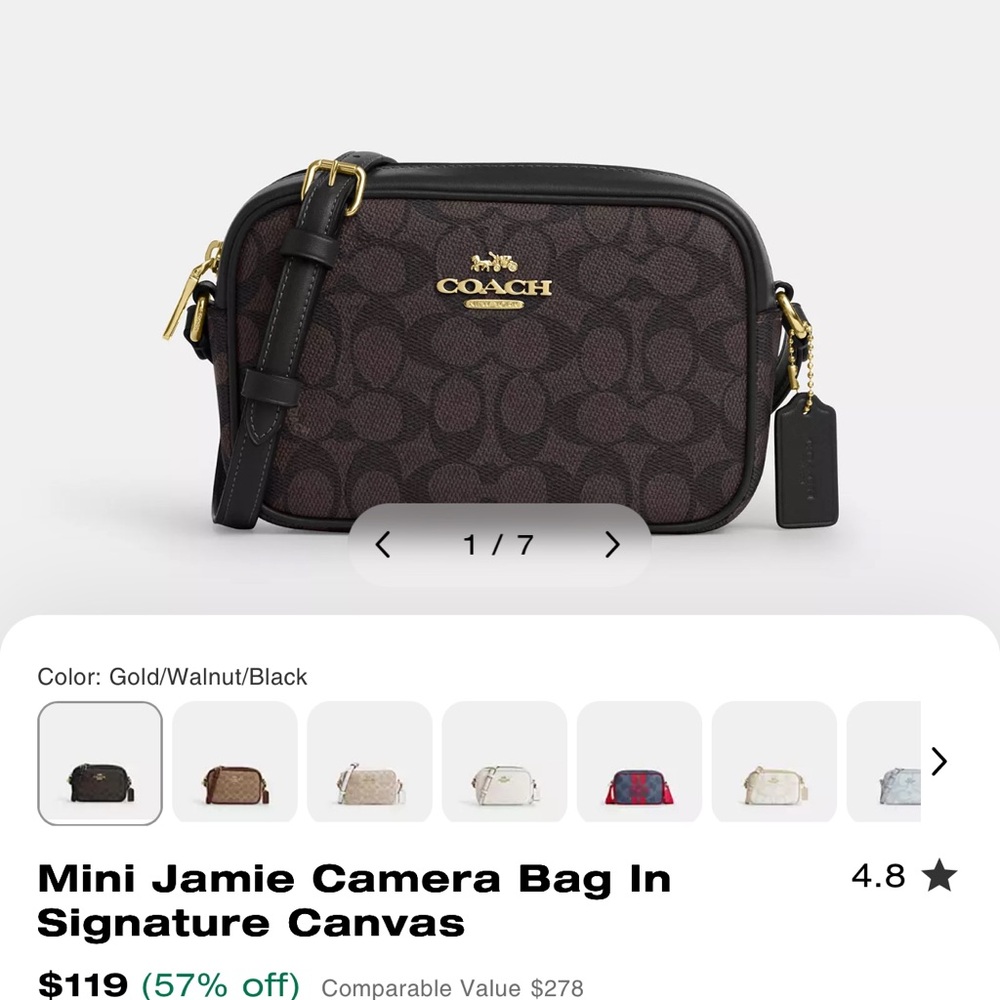 Coach Mini Jamie Camera Bag in Black and Gold Accents